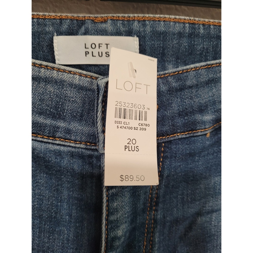 LOFT PLUS Women's Size 20 Blue Modern Skinny Embroidered‎ Cuffed Jeans #12 - Picture 2 of 6